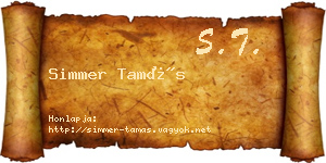 Simmer Tamás névjegykártya